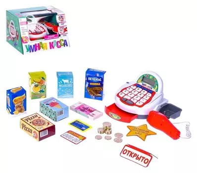 Касса-калькулятор Умная касса-1, с аксессуарами, световые и звуковые эффекты