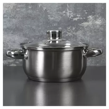 Кастрюля 1,6 л "Гретте", D=16 см, со стеклянной крышкой, капсульное дно