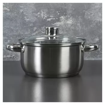 Кастрюля 2,3 л "Гретте", D=18 см, со стеклянной крышкой, капсульное дно