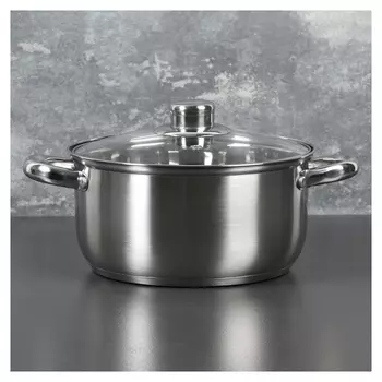 Кастрюля 3,2 л "Гретте", D=20 см, со стеклянной крышкой, капсульное дно