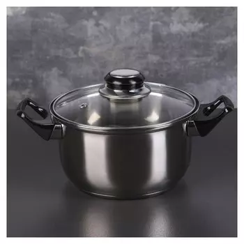 Кастрюля «Чёрная ночь», 1,5 л, стеклянная крышка