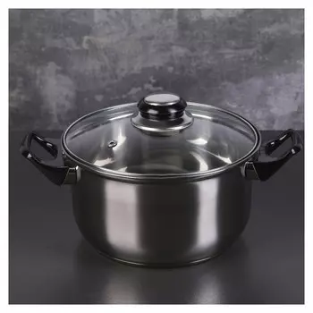 Кастрюля «Чёрная ночь», 2,2 л, стеклянная крышка