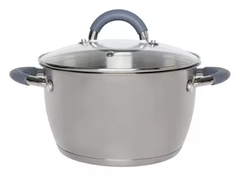 Кастрюля нерж.сталь 2,5л Speise стекл. крышка Hitt (H07212)