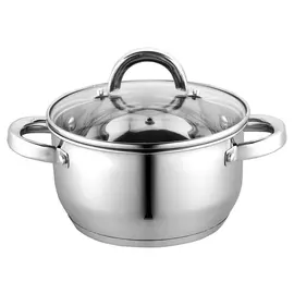 Кастрюля нерж сталь стекл крышк Gastrorag 2,6 л D-18 см Pe18-10.5