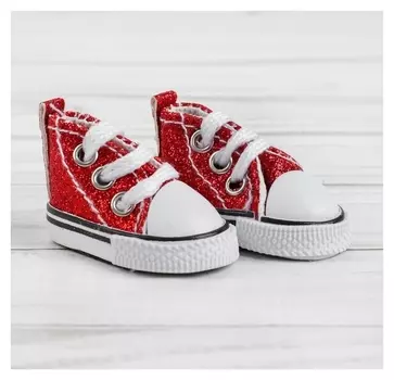 Кеды для кукол «Блёстки», длина стопы: 5 см, цвет красный