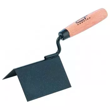 Кельма угловая, 110 х 75 х 75 мм, стальная, для внешних углов, буковая ручка