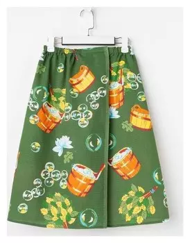 Килт для сауны муж (65х150), баня темно-зел. ваф.полотно 160г/м, хл100%