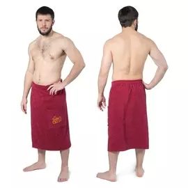 Килт(Юбка) мужской махровый, с карманом, 70х150 бордовый