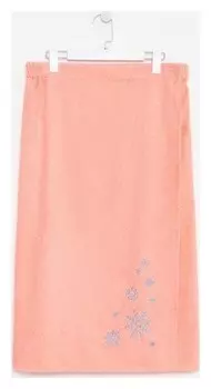 Килт женский 80х150+-2, цвет персик, вышивка «Снежинки»