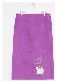 Килт женский 80х150+-2, цвет сирень, вышивка «Снеговик»