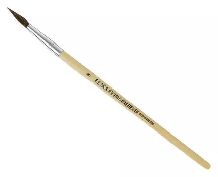 Кисть белка круглая № 6, ручка дерево