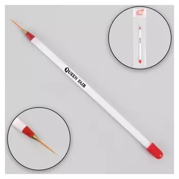 Кисть для дизайна ногтей «Волос», 17 см, голова 14 × 1 мм, цвет белый/красный