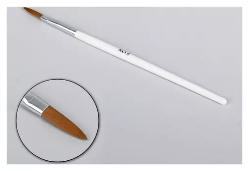 Кисть для наращивания и дизайна ногтей «Лепесток», 19,5 см, цвет белый