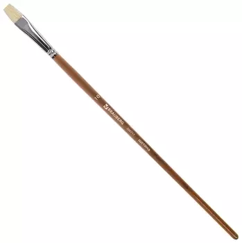 Кисть художественная профессиональная Brauberg ART Classic, щетина, плоская, № 10, длинная ручка, 200717