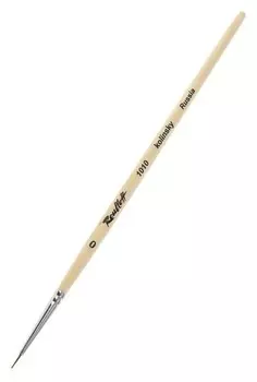 Кисть художественная Roubloff 1010, колонок, круглая, № 0, короткая ручка, покрыта лаком