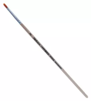 Кисть нейлон, плоская, № 2, ручка из дерева