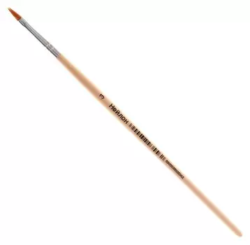 Кисть нейлон, плоская, № 3, ручка из дерева