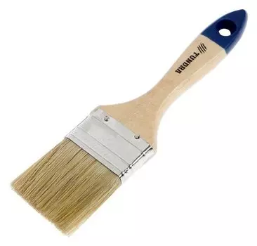 Кисть плоская Tundra, натуральная щетина, деревянная ручка, 2", 50 мм