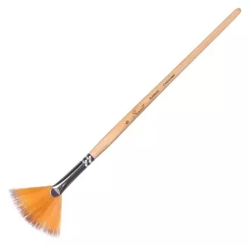 Кисть веерная синтетика ЗХК "Сонет" № 6, двухцветная (Короткая ручка с лаковым покрытием)