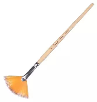 Кисть веерная синтетика ЗХК "Сонет" № 8, двухцветная (Короткая ручка с лаковым покрытием)