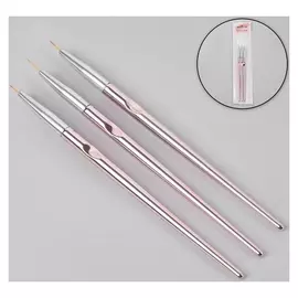 Кисти для дизайна ногтей, 3 шт, 17,5 см, цвет розовый