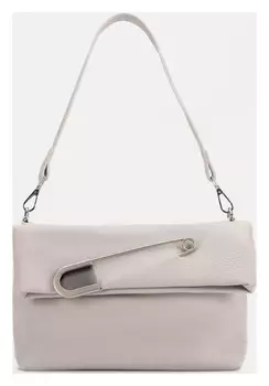 Клатч, отдел на магнитной кнопке, длинный ремень, цвет бежевый