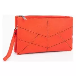 Клатч, отдел на молнии, длинный ремень, цвет красный