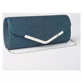Клатч женский, отдел на клапане, длинная цепочка, цвет синий