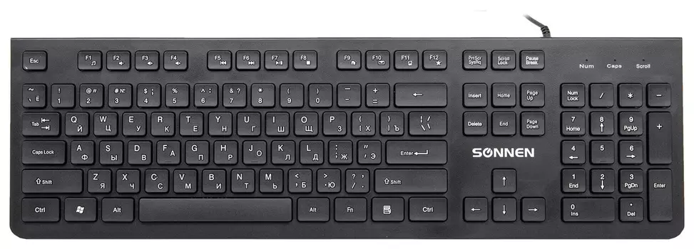 Клавиатура проводная Sonnen Kb-8280, Usb, 104 плоские клавиши, черная, 513510