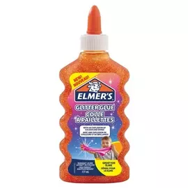 Клей для слаймов Elmers прозрачный с блестками оранжевый 177 мл, 2109486