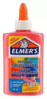 Клей канцелярский 177г Elmers "Colour Glue", 147мл для слаймов, розовый, непрозр 2109491
