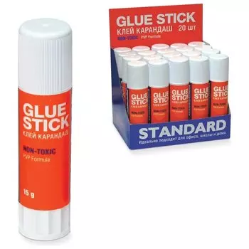 Клей-карандаш "Стандарт", PVP-основа, нетоксичный