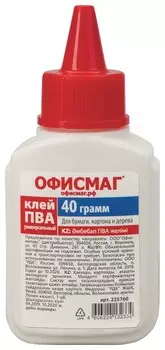 Клей ПВА офисмаг (Бумага, картон, дерево), 40 г, 225760