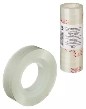 Клейкая лента канцелярская 12х33 12 шт./уп.