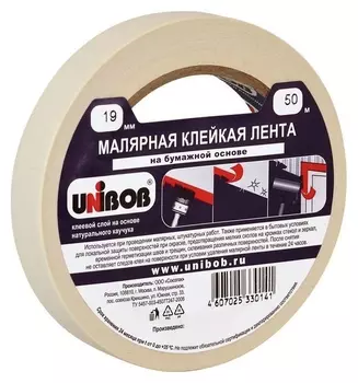 Клейкая лента малярная Unibob 19мм х 50м