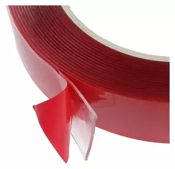 Клейкая лента Nova Bright-fusion, двусторонняя, акриловая красный + прозрачный, 22 мм х 5 м