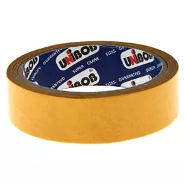 Клейкая лента Unibob двухсторонняя, прозрачная основа 25ммх10м