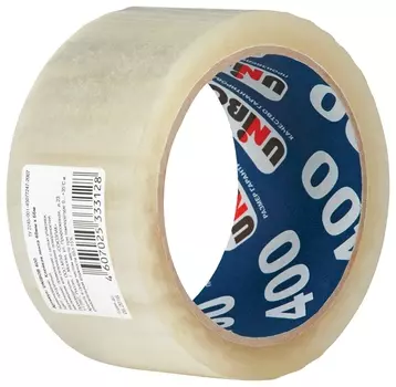 Клейкая лента упаковочная 48 мм х 66 м, прозрачная, индивидуальная этикетка, толщина 40 микрон, Unibob 400, 31245