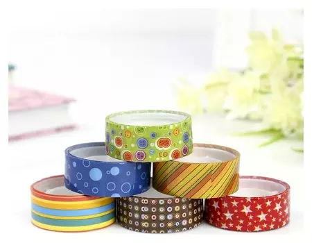 Клейкие ленты 15 мм х 5 м, декоративные, (Набор 6 шт) №2