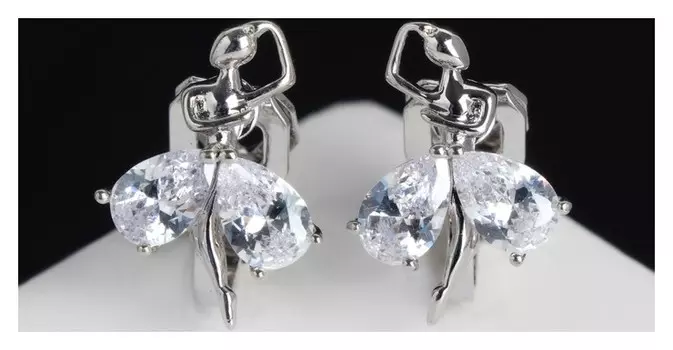 Клипсы "Балерина", цвет белый в серебре