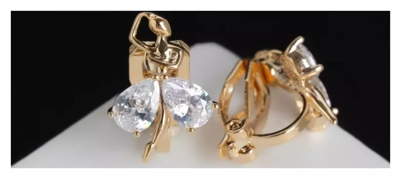 Клипсы "Балерина", цвет белый в золоте