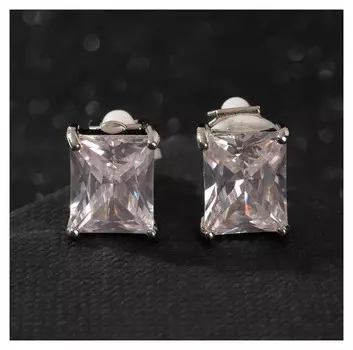 Клипсы Бриллиант, цвет белый в серебре