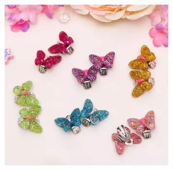 Клипсы детские "Выбражулька" бабочка блестящая