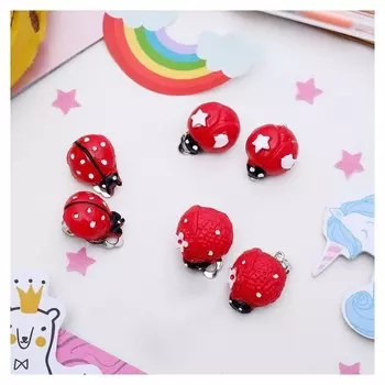 Клипсы детские "Выбражулька" божья коровка с узорами, цвет красно-белый, форма
