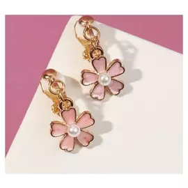 Клипсы детские "Выбражулька" цветочек с жемчужиной, цвет бело-персиковый в золоте