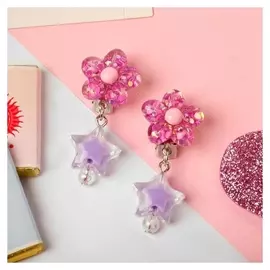 Клипсы детские "Выбражулька" цветок и звёздочка блестящие