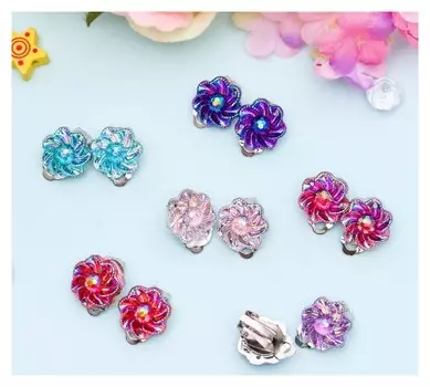 Клипсы детские "Выбражулька" цветы блестящие