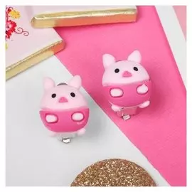 Клипсы детские "Выбражулька" хрюшки, цвет розовый