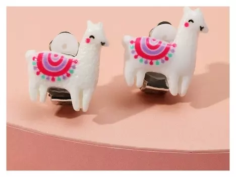 Клипсы детские "Выбражулька" ламы, цвет бело-розовый