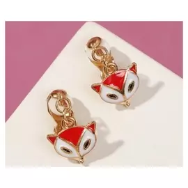 Клипсы детские "Выбражулька" лисичка, цвет бело-оранжевый в золоте